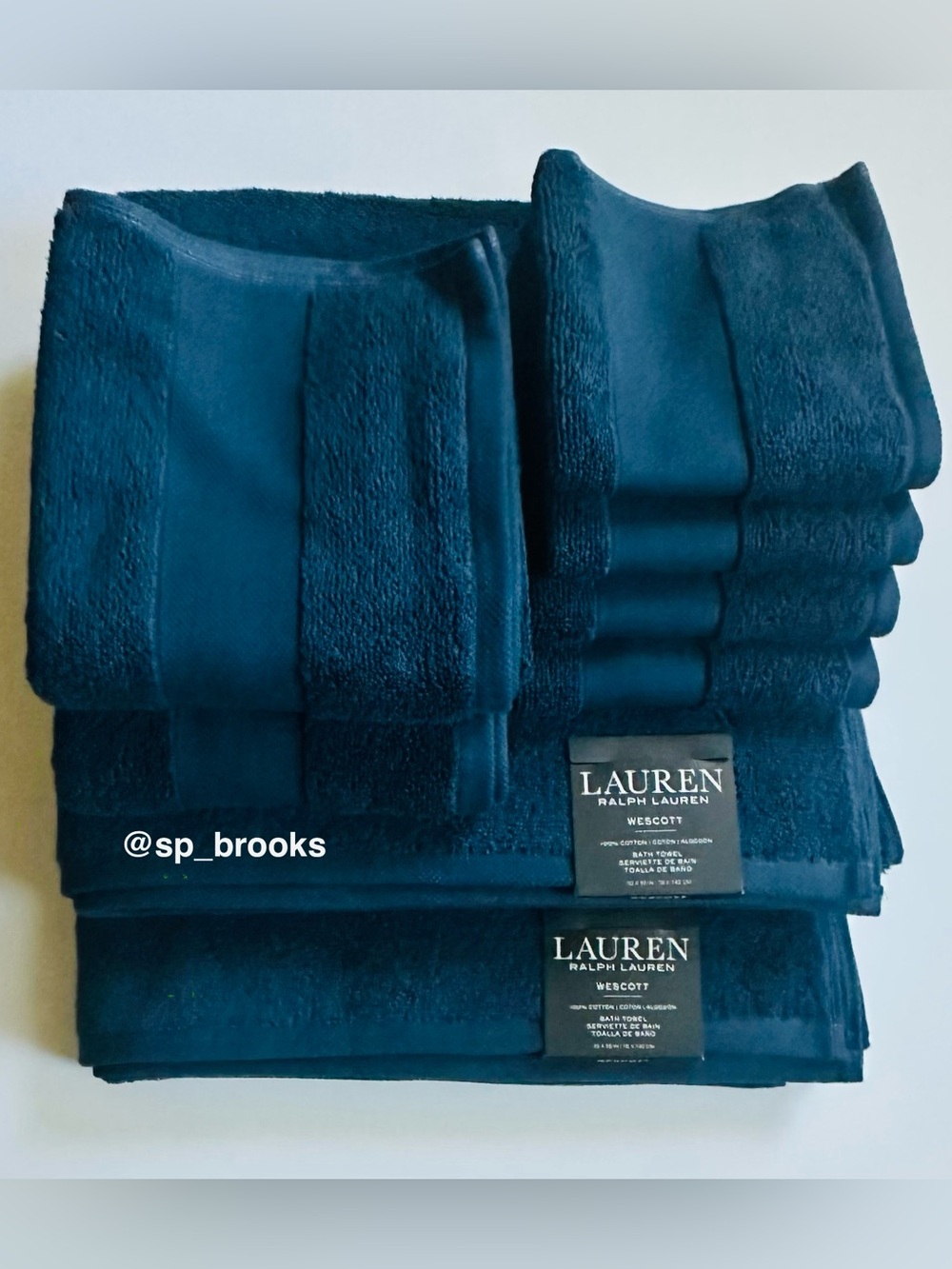 🎁8PC LAUREN Ralph Lauren Wescott Bath Towel Set - Club Navy - 8 Pieces